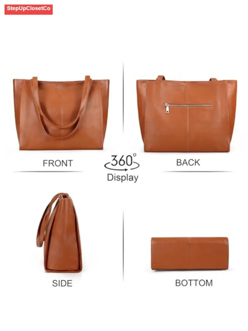 Genuine Leather Large Tote Handbag Shoulder Bag 14